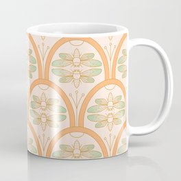 Art Deco Cicada Pattern, Retro Bugs Coffee Mug