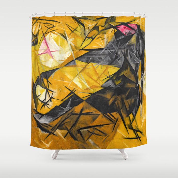 Natalia Goncharova pink black and yellow  Shower Curtain