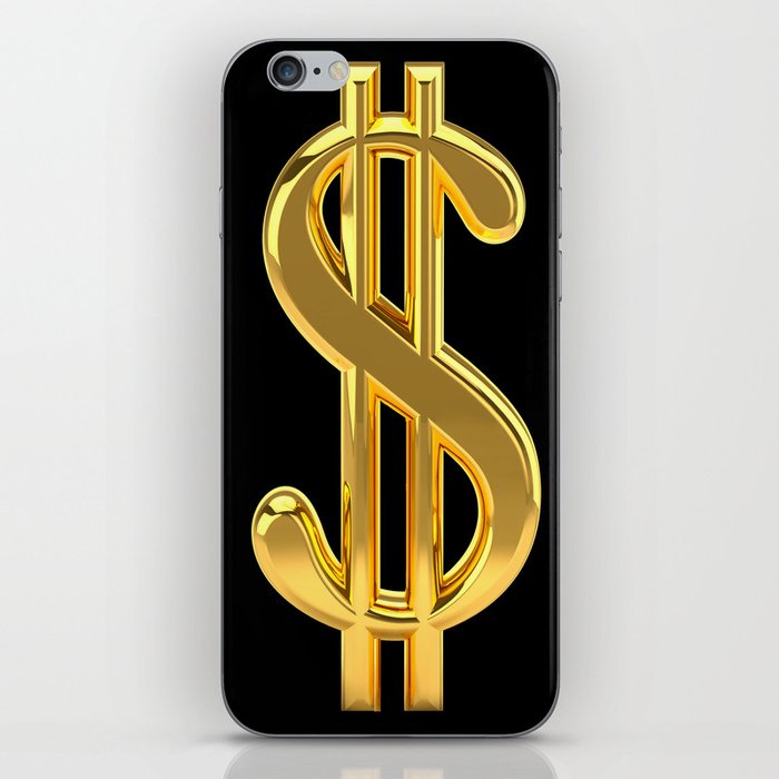 Gold Dollar Sign Black Background iPhone Skin
