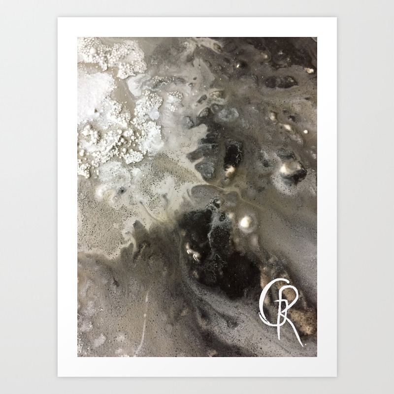Winter Abstract Painting Mixed Media On Canvas Close Up