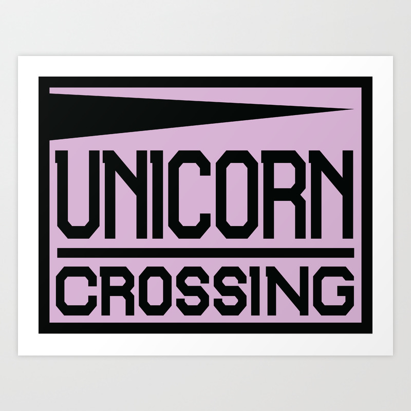 Unicorn Crossing Poster Sign Fantasy Art Print By