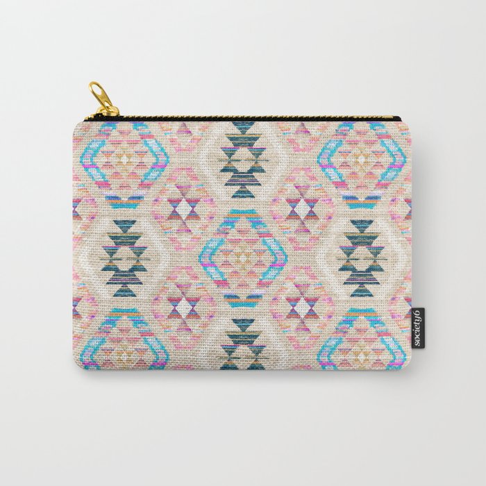 Woven Textured Pastel Kilim Pattern Carry-All Pouch