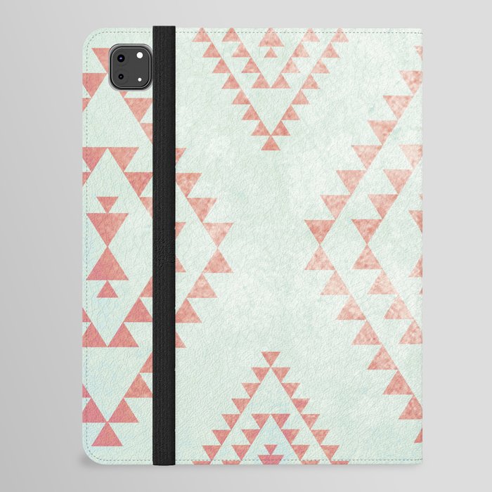 mint & coral triangle pattern iPad Folio Case