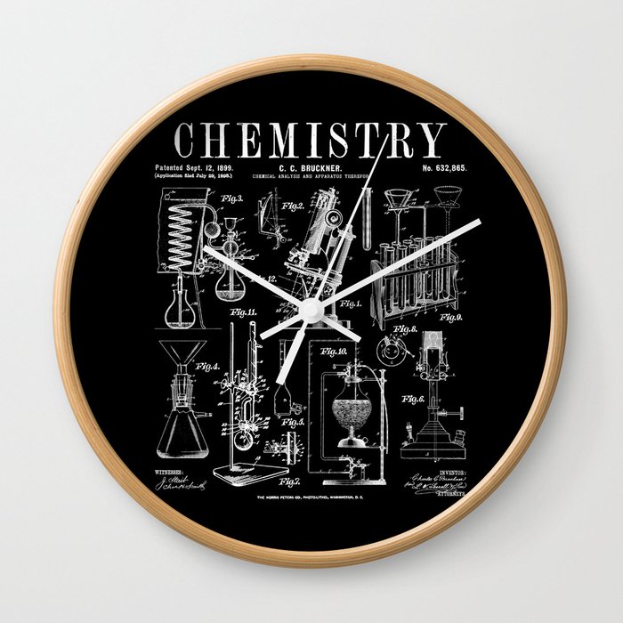 Chemistry Teacher Student Science Laboratory Vintage Patent Wall Clock