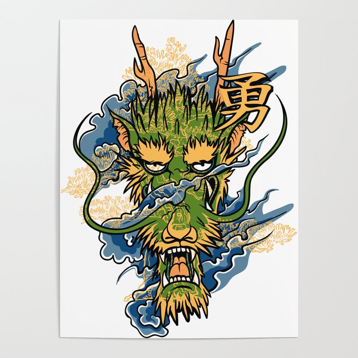 Japanese Dragon Head Poster By Jacob Zelazny Society6