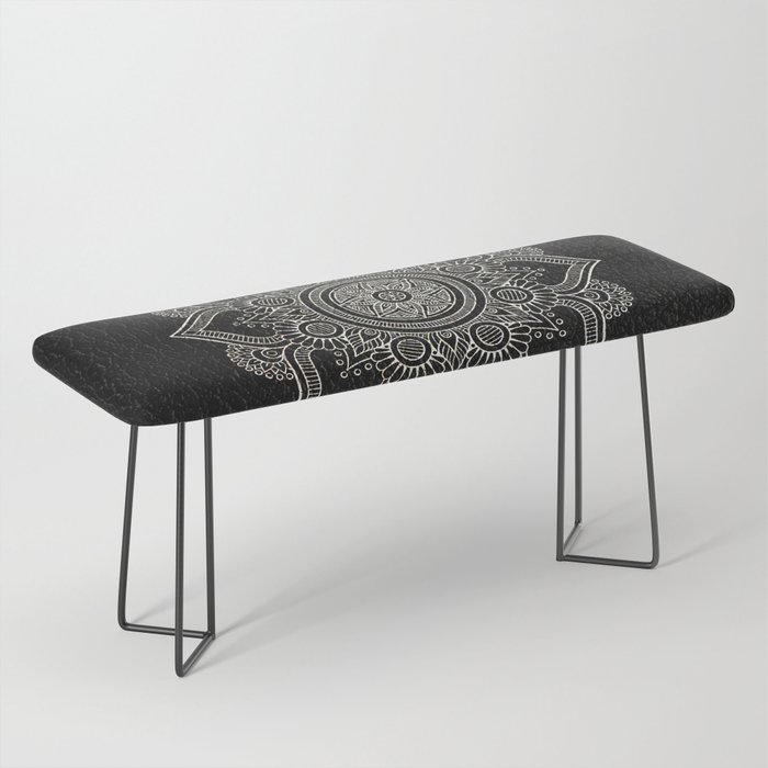 N43 - Moroccan Pure Leather with Silver Moroccan Mandala Artwork by ARTERESTING Bench