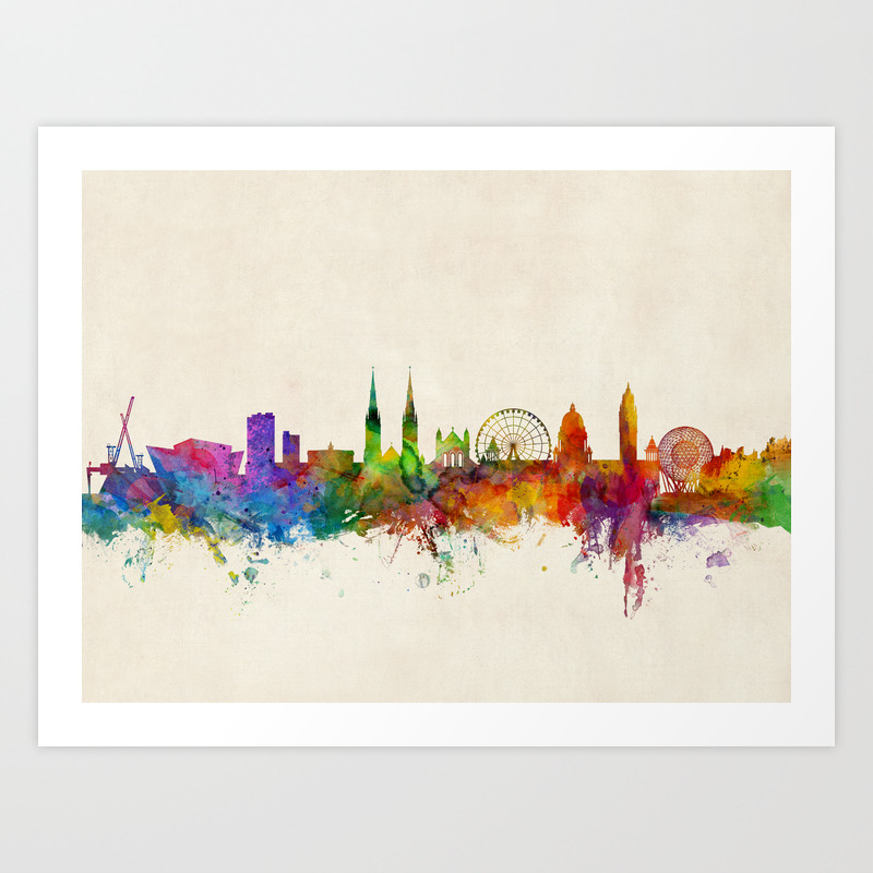 Belfast northern ireland skyline art print by artpause society6