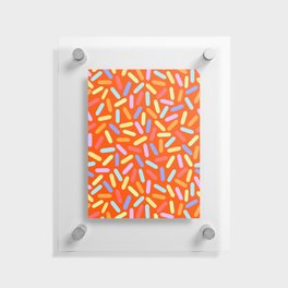 Dessert Digital Rainbow Sprinkles on Deep Orange Graphic Pattern Floating Acrylic Print