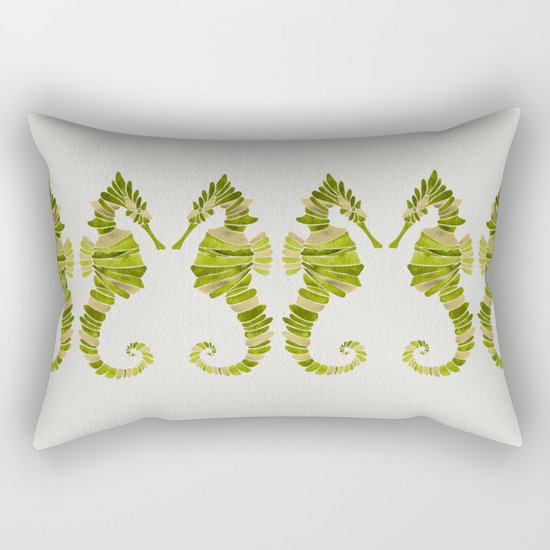 Seahorse – Lime & Gold Rectangular Pillow