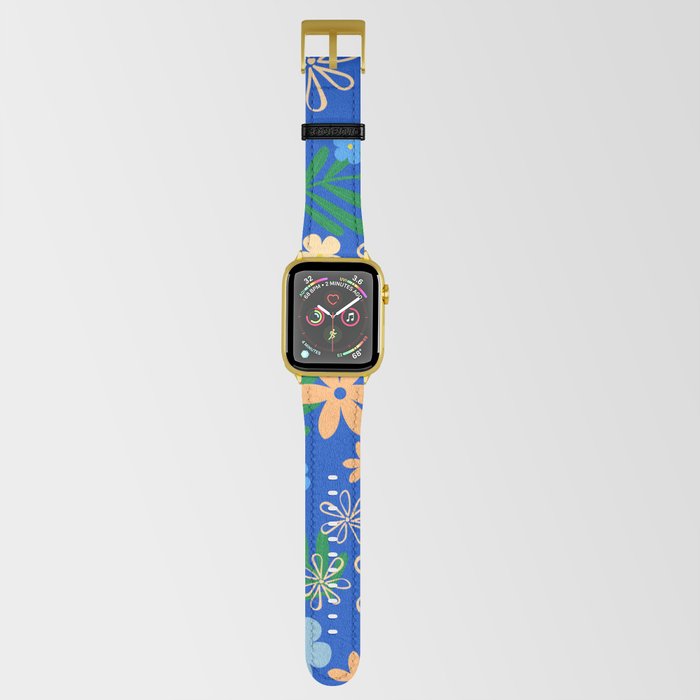 Pretty Colorful Floral Pattern - Blue Apple Watch Band