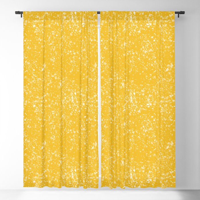 Bright solid yellow splatter texture, sunny yellow Blackout Curtain