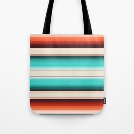 Navajo White, Turquoise and Burnt Orange Southwest Serape Blanket Stripes Tote Bag