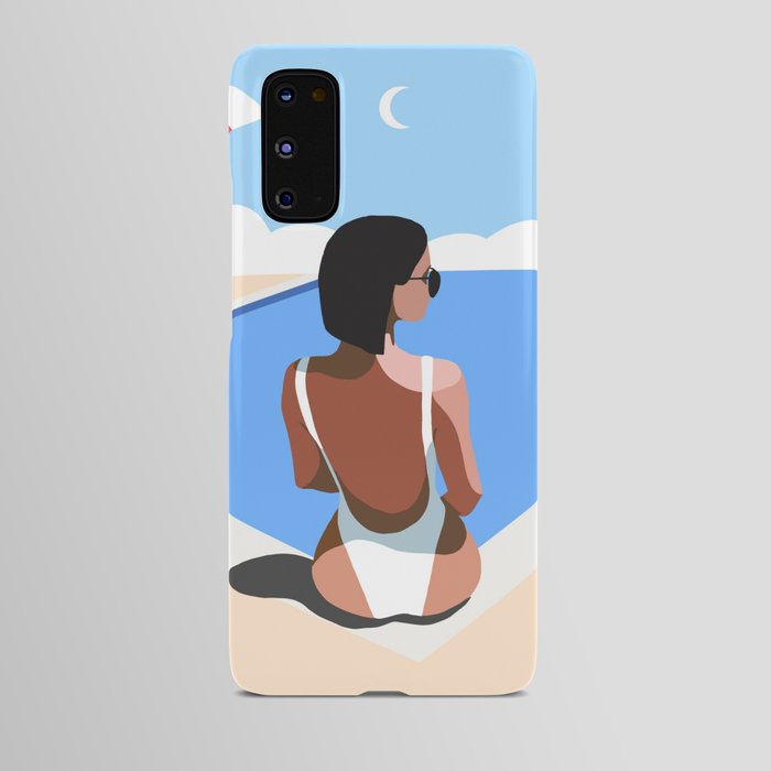 Between the blues - Girl sitting on pool Android Case