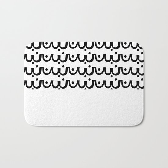 Abby - abstract scallop black and white minimal modern pattern print painting urban hipster dots Bath Mat