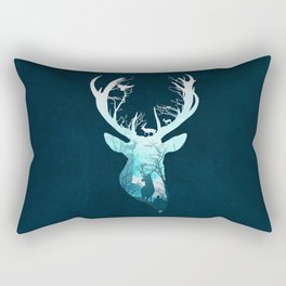 Deer Blue Winter Rectangular Pillow