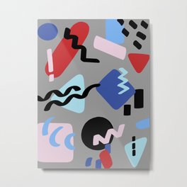 80's Postmodern Shape Party in Gray Metal Print