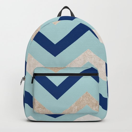 Marine zig zag - golden gradient turquoise Backpack