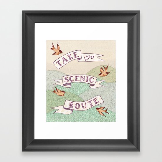 Take the Scenic Route print Framed Art Print