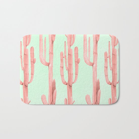 Cactus Stack Pink + Mint Bath Mat