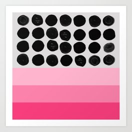 Pink and black dots Art Print