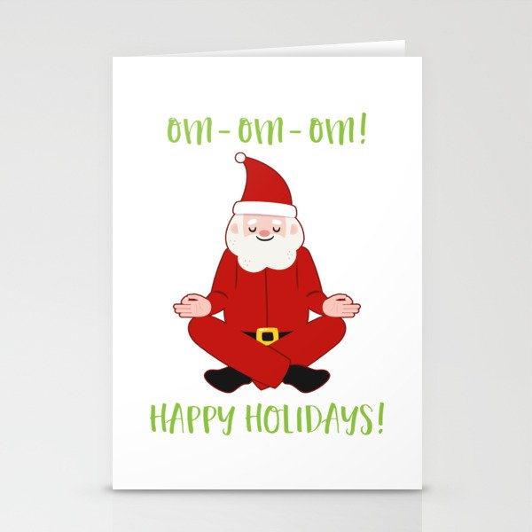 Happy Holidays Santa Claus Yoga For Christmas Stationery Cards