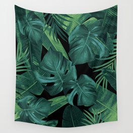 Tropical Summer Night Jungle Leaves Dream #1 #tropical #decor #art #society6 Wall Tapestry