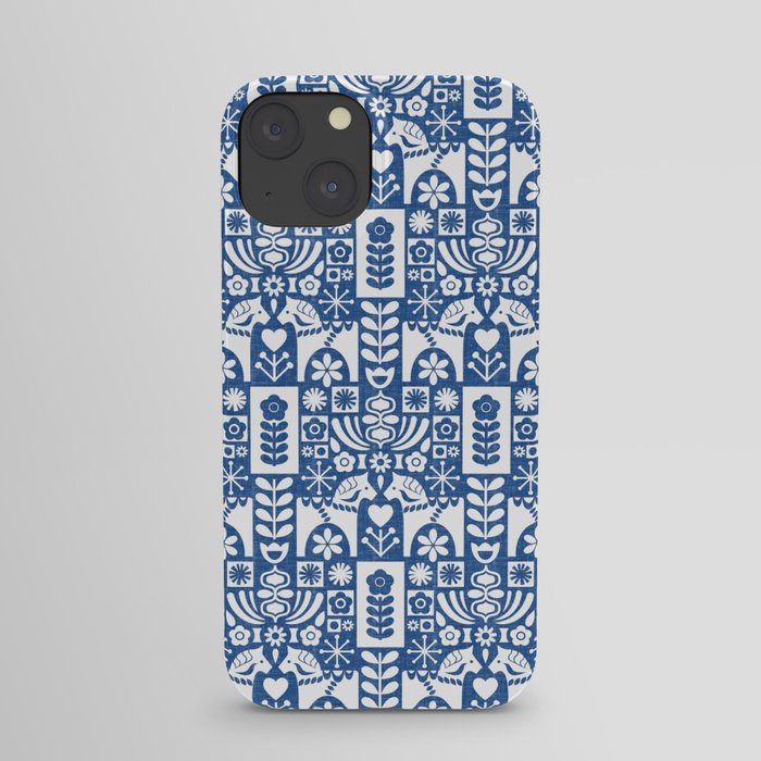 Swedish Folk Art - Blue iPhone Case