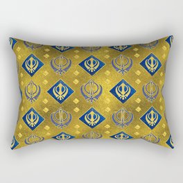 Gold and Lapis Lazuli Khanda symbol pattern Rectangular Pillow