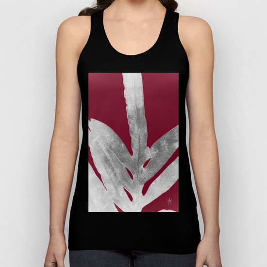 Green Fern on Burgundy Wine Unisex Tank Top