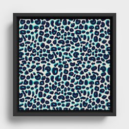 Leopard Print Abstractions –Turquoise Framed Canvas