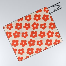 Retro 60s 70s Flower Pattern #pattern #vintage #poppy Picnic Blanket