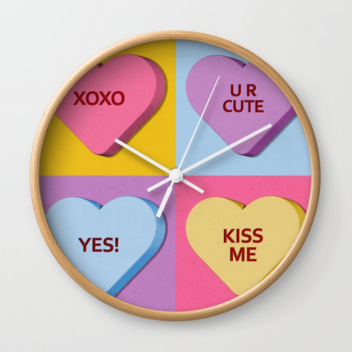 Nice Candy Heart Valentines 2 Wall Clock
