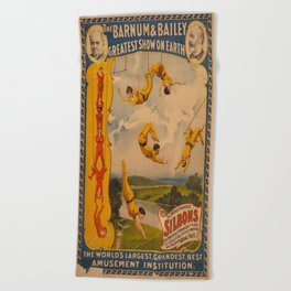 Vintage poster - Circus Trapeze Act Beach Towel