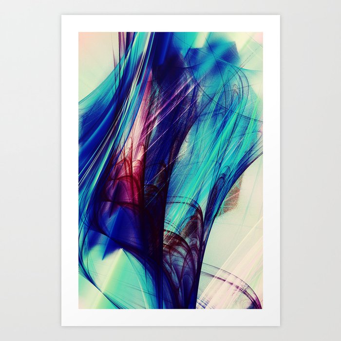 Turquoise and Blue Magic Splash Marble Mix Abstract Artwork Art Print