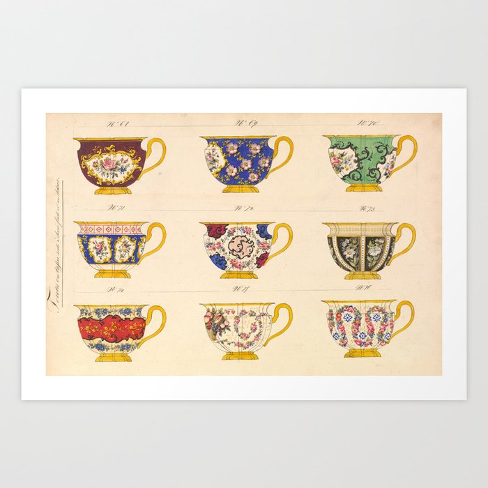 Vintage Tea Cups Art Print