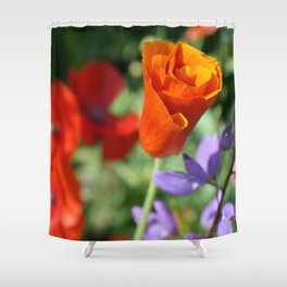 Orange Poppy Shower Curtains Society6 Orange Poppy Unfurling In Haines Alaska By Mandy Ramsey Shower Curtain