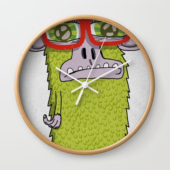 005_monkey glasses Wall Clock