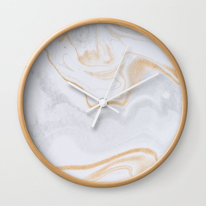 White & Gold Marble  Wall Clock