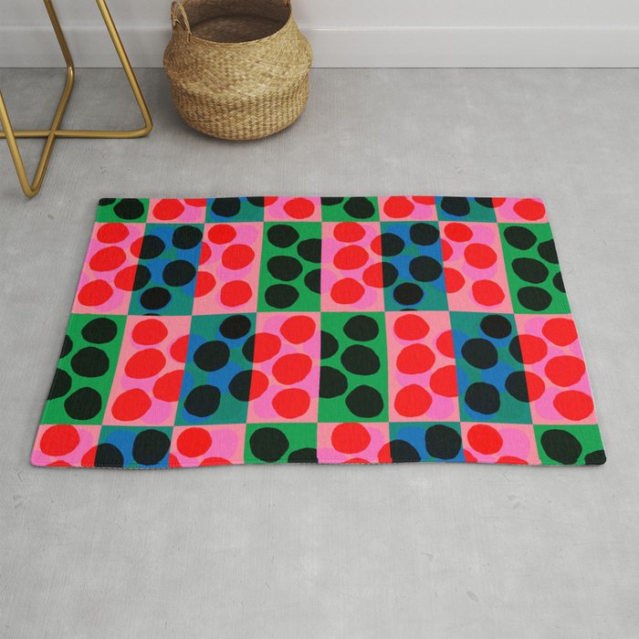 Abstract Modern Psychedelic Dots Hot Pink Rug
