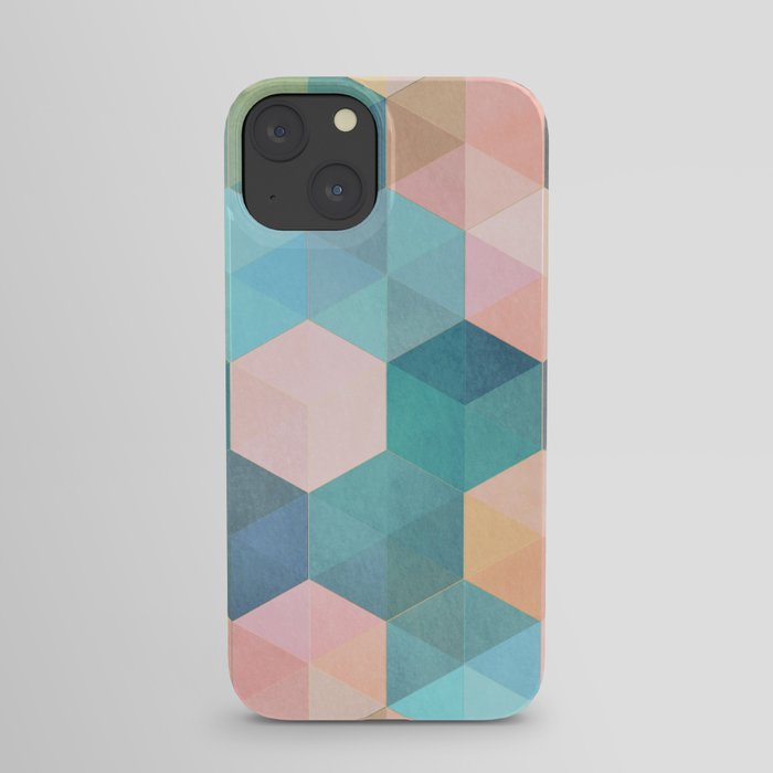 Child's Play 2 - hexagon pattern in soft blue, pink, peach & aqua iPhone Case