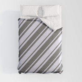 [ Thumbnail: Dim Grey and Lavender Colored Lines Pattern Comforter ]