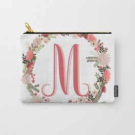 Personal monogram letter 'M' flower wreath Carry-All Pouch