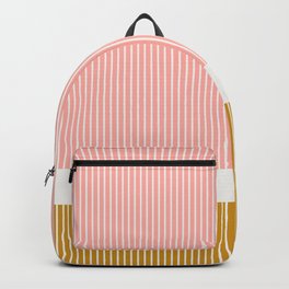 Minimal Abstract Lines & Shapes No8 - V /  Apricot Blush & Golden Yellow Backpack | Gold, Bold, Midcentury, Modern, Solid Colours, Abstract, Minimal, Retro, Pink, Geometric 
