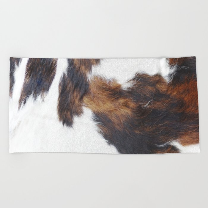 Kisses From The West Ver 2 - Faux Cowhide Print Beach Towel