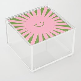Happy Sun Retro Groovie Green Pink Boho Acrylic Box