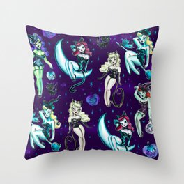 Witches and Black Cats Throw Pillow
