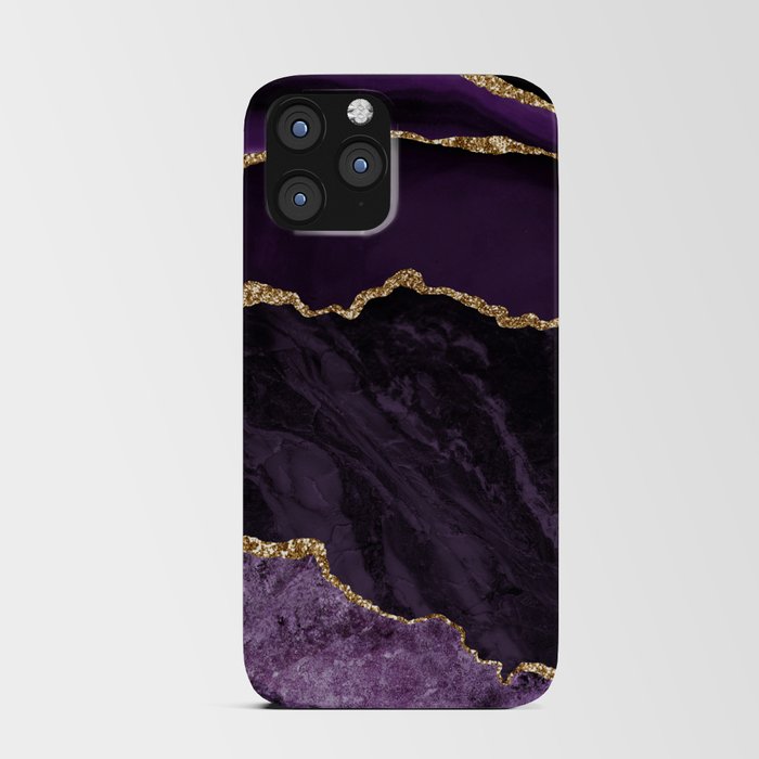 Agate Purple Gold Glitter Design iPhone Card Case
