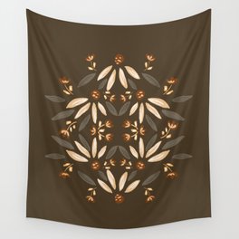 Christmas snowy dream-peach,brown and black Wall Tapestry