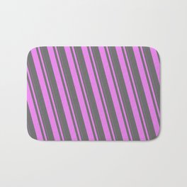 [ Thumbnail: Violet and Dim Grey Colored Pattern of Stripes Bath Mat ]