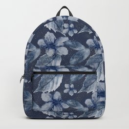 Blue Watercolor Floral Pattern Backpack